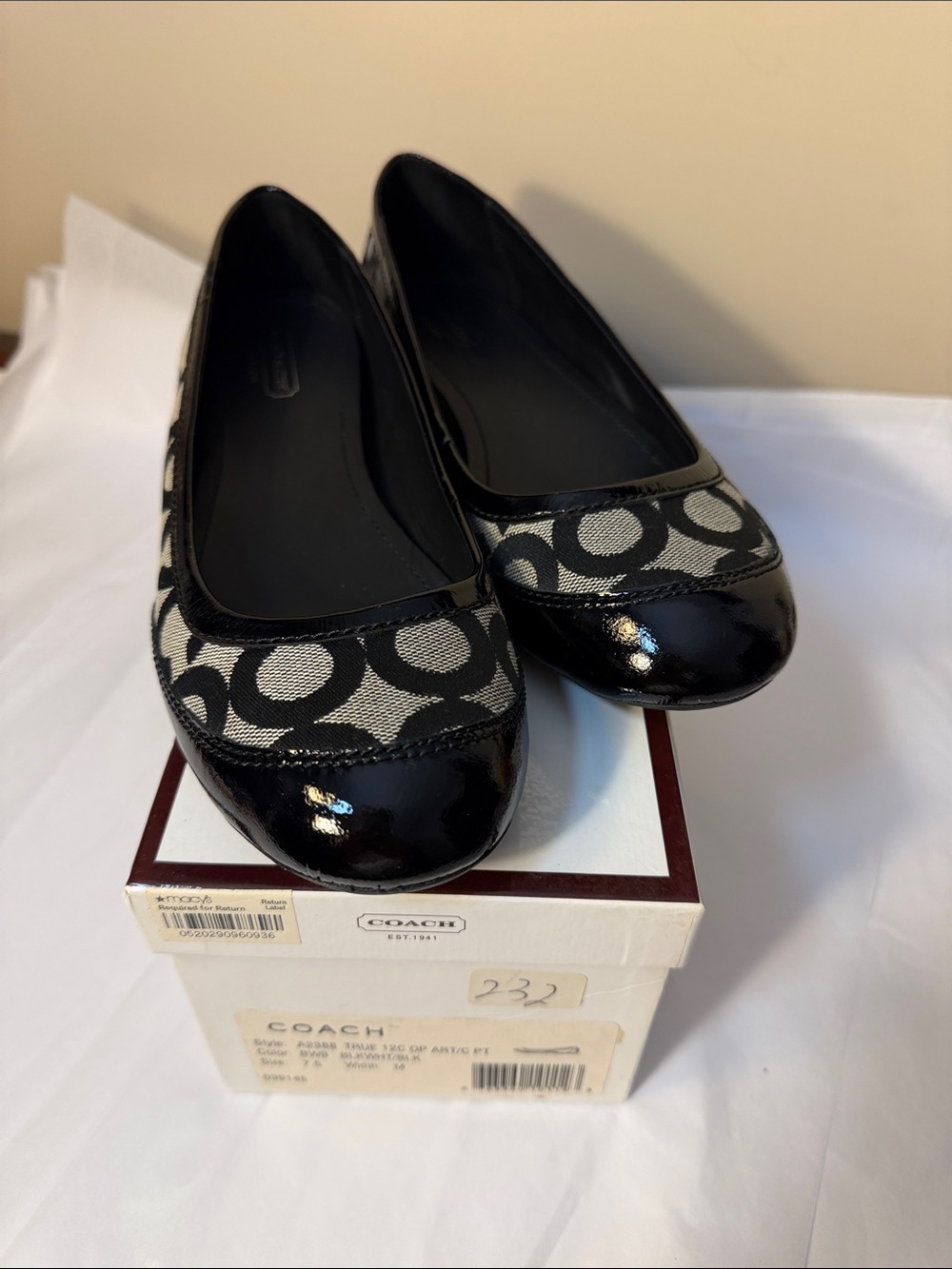 Coach Black Signature Canvas Cap Toe Flats-404